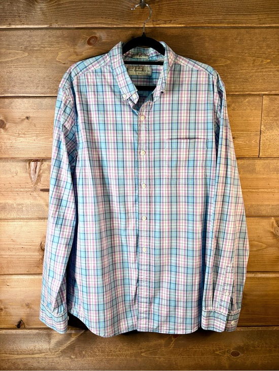 Hawker Rye Other - Men's Pastel Plaid Button-Down Shirt - Light Blue & Purple Size Slim Large